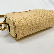 Load image into Gallery viewer, Gucci Mini GG Ophidia Straw Shoulder Bag with Printed Trim in Beige and Green