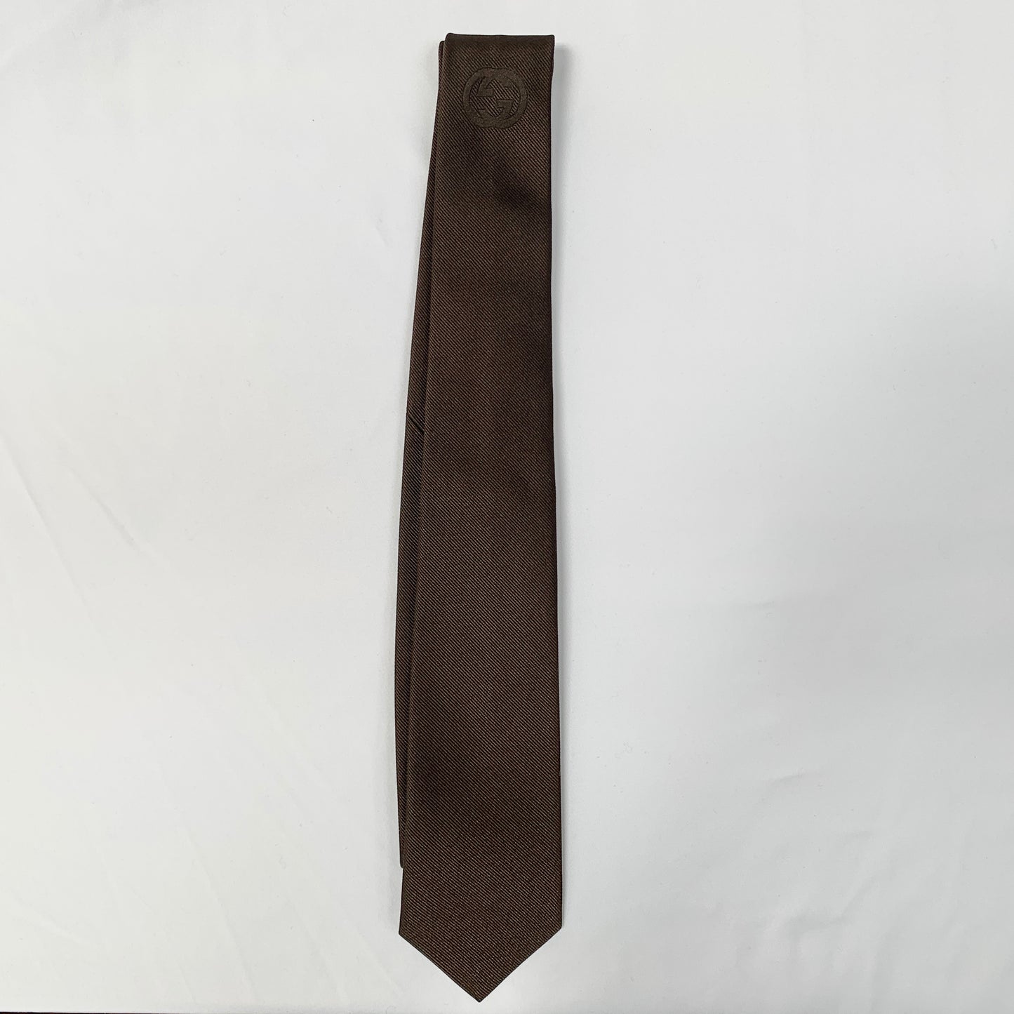 Gucci Interlocking GG Logo Neck Tie in Coffee Brown