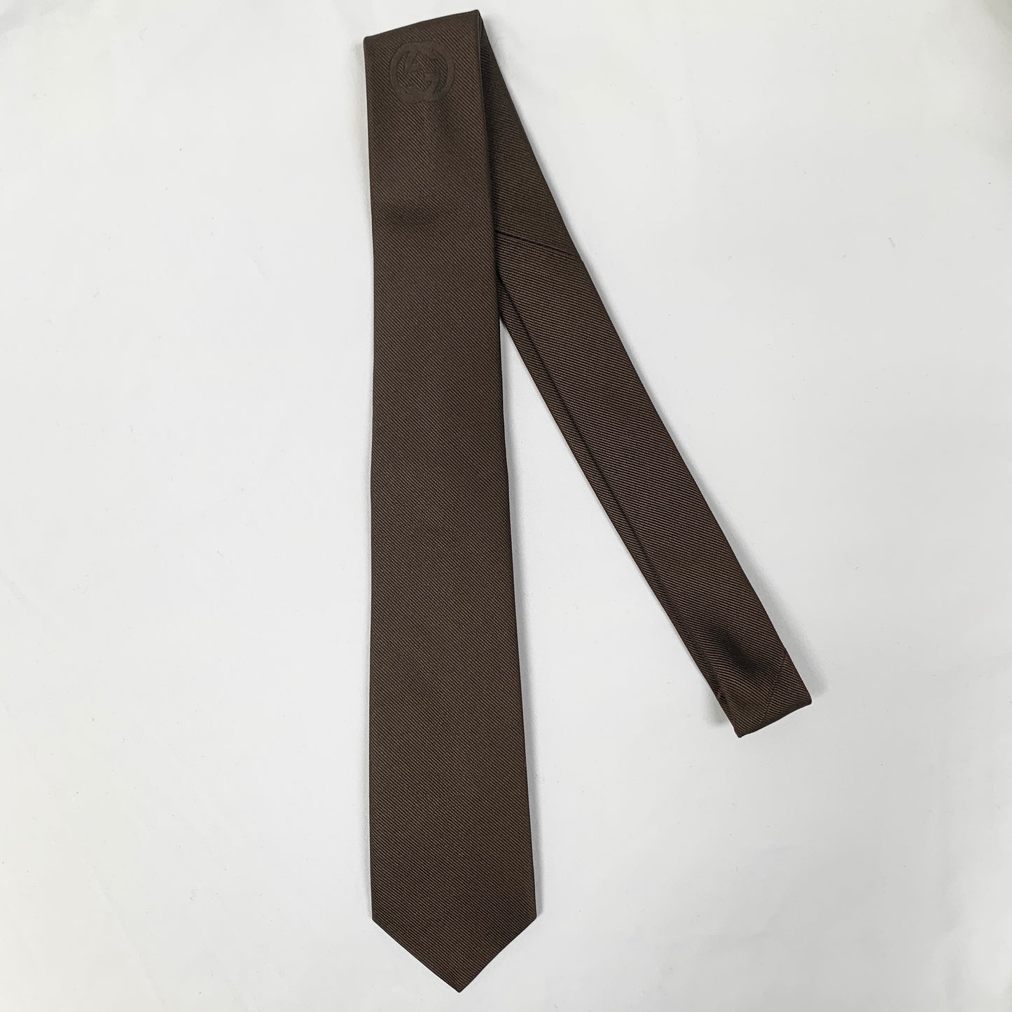 Gucci Interlocking GG Logo Neck Tie in Coffee Brown