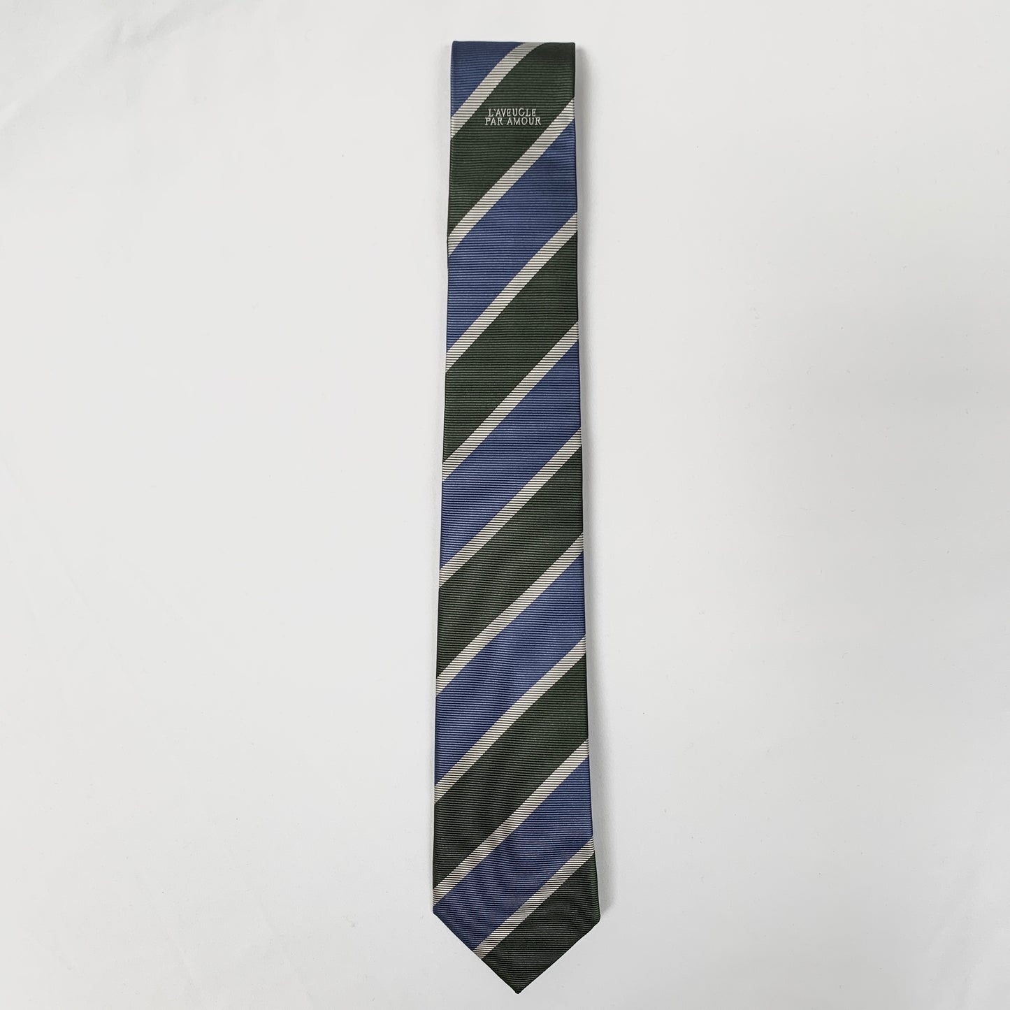 Gucci Amoure Striped Neck Tie in Green and Blue