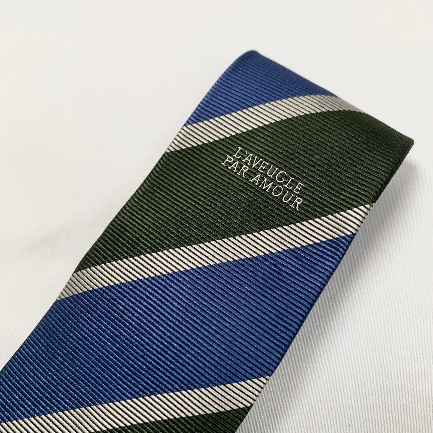Gucci Amoure Striped Neck Tie in Green and Blue