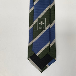 Gucci Amoure Striped Neck Tie in Green and Blue