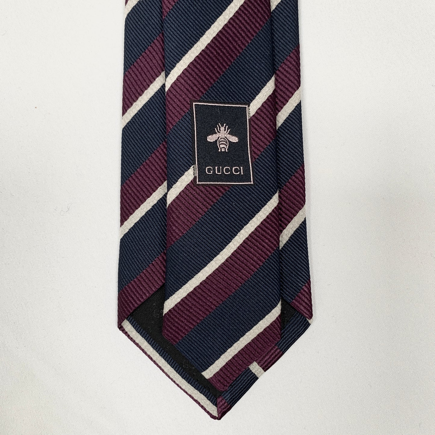 Gucci Striped Pimentone Neck Tie in Midnight Blue and Purple