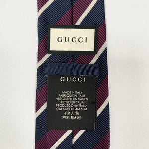 Gucci Striped Pimentone Neck Tie in Midnight Blue and Purple
