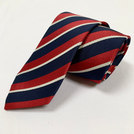 Gucci Striped Pimentone Neck Tie in Midnight Blue and Red