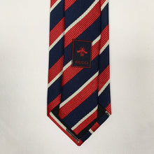 Load image into Gallery viewer, Gucci Striped Pimentone Neck Tie in Midnight Blue and Red