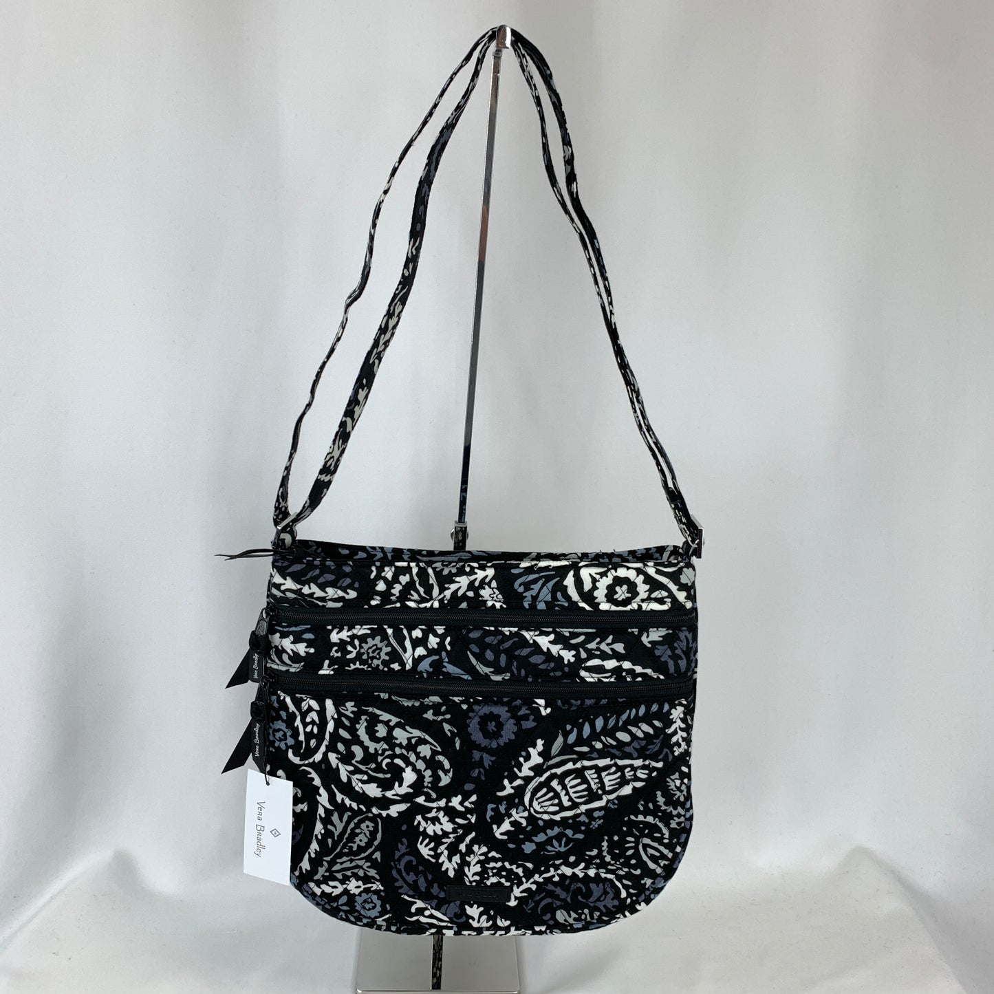 Vera Bradley Trio Zip Hipster Crossbody in Paisley Noir