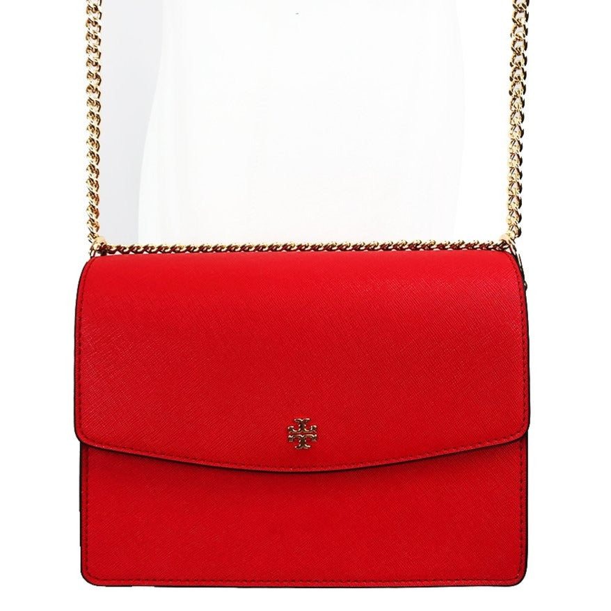 NWT Tory Burch Emerson Envelope Adjustable Shoulder Bag Brilliant Red