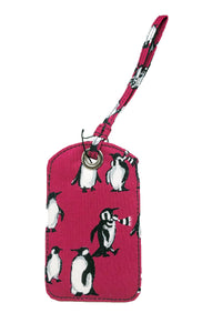 Vera Bradley Luggage ID Tag in Playful Penguins Cabernet