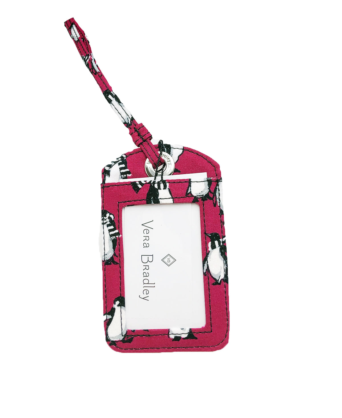 Vera Bradley Luggage ID Tag in Playful Penguins Cabernet