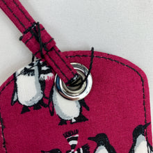 Load image into Gallery viewer, Vera Bradley Luggage ID Tag in Playful Penguins Cabernet