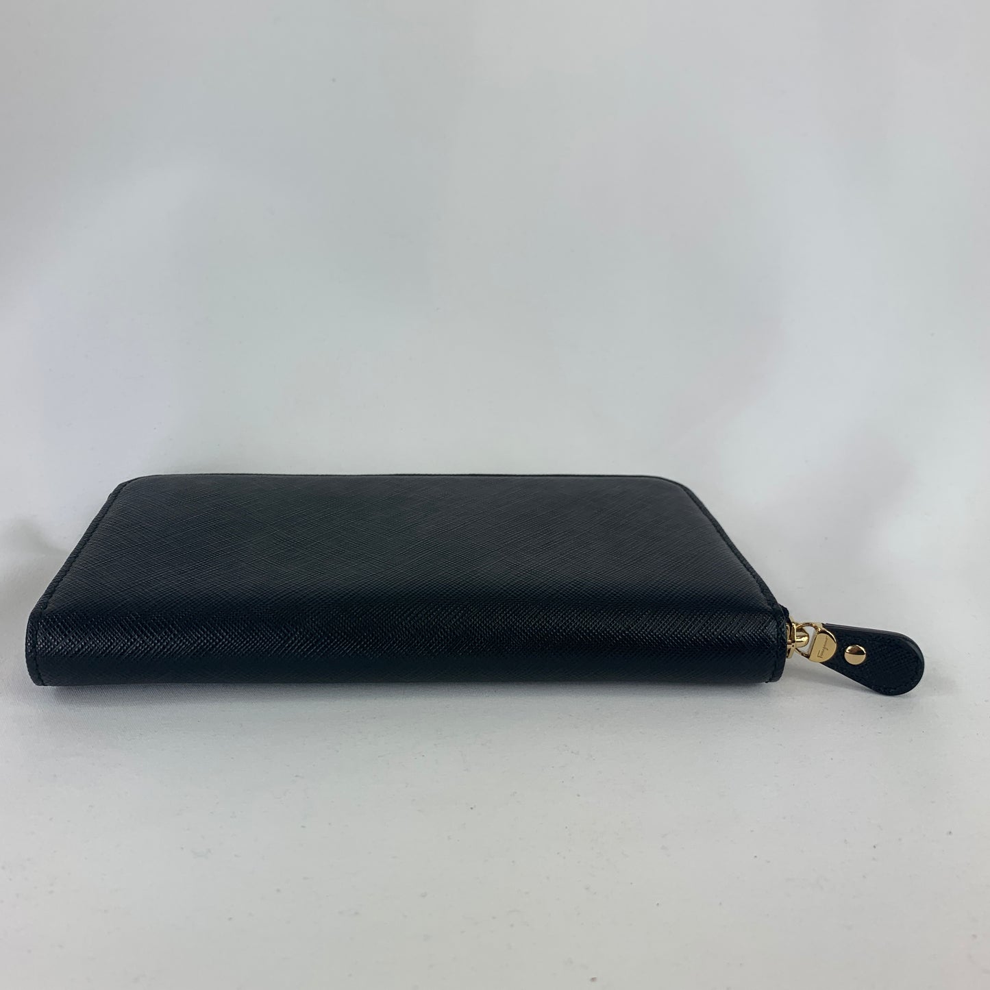 Salvatore Ferragamo Printed Calfskin Zip Wallet in Black