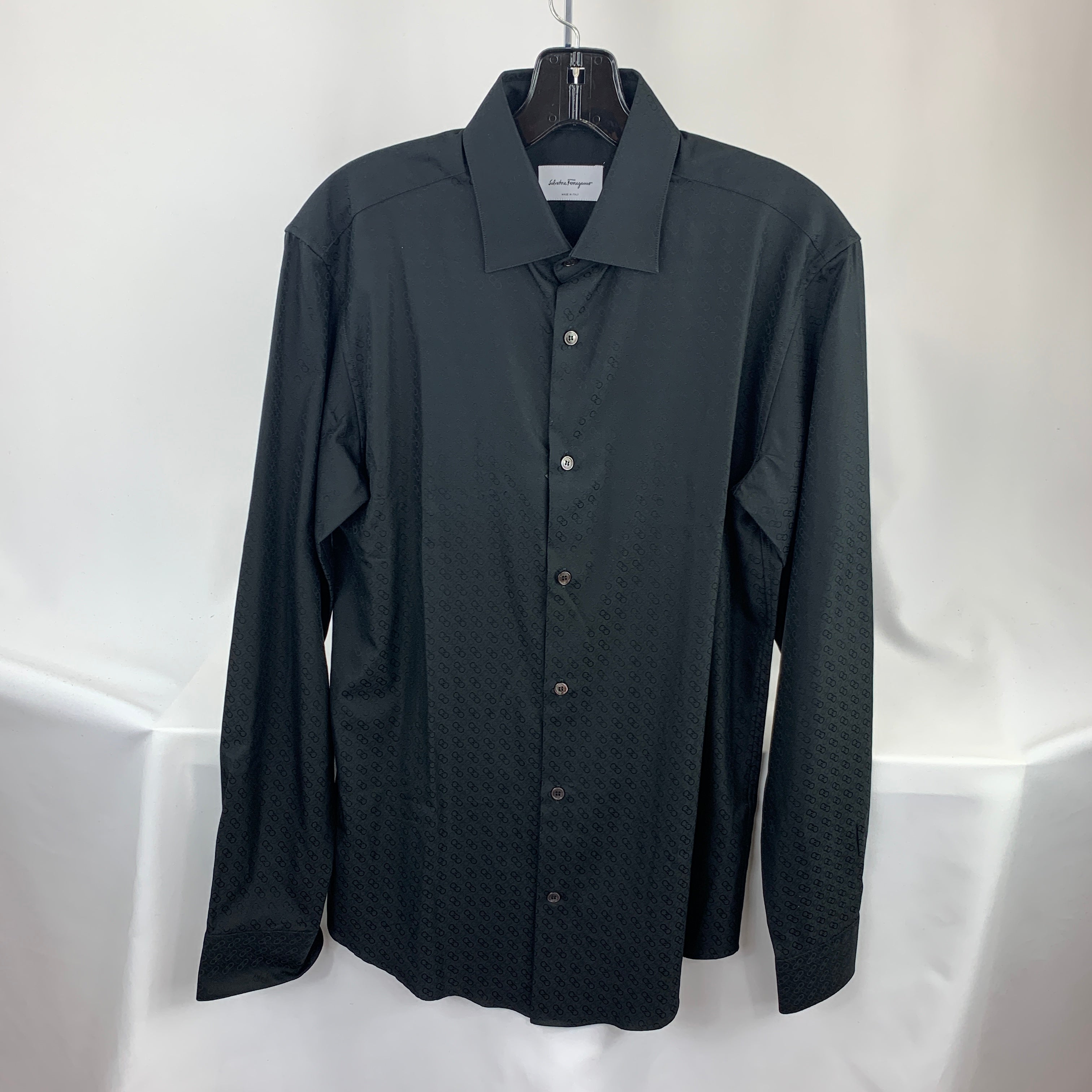Salvatore Ferragamo Tonal Gancini Print Men's Button-Down Shirt in