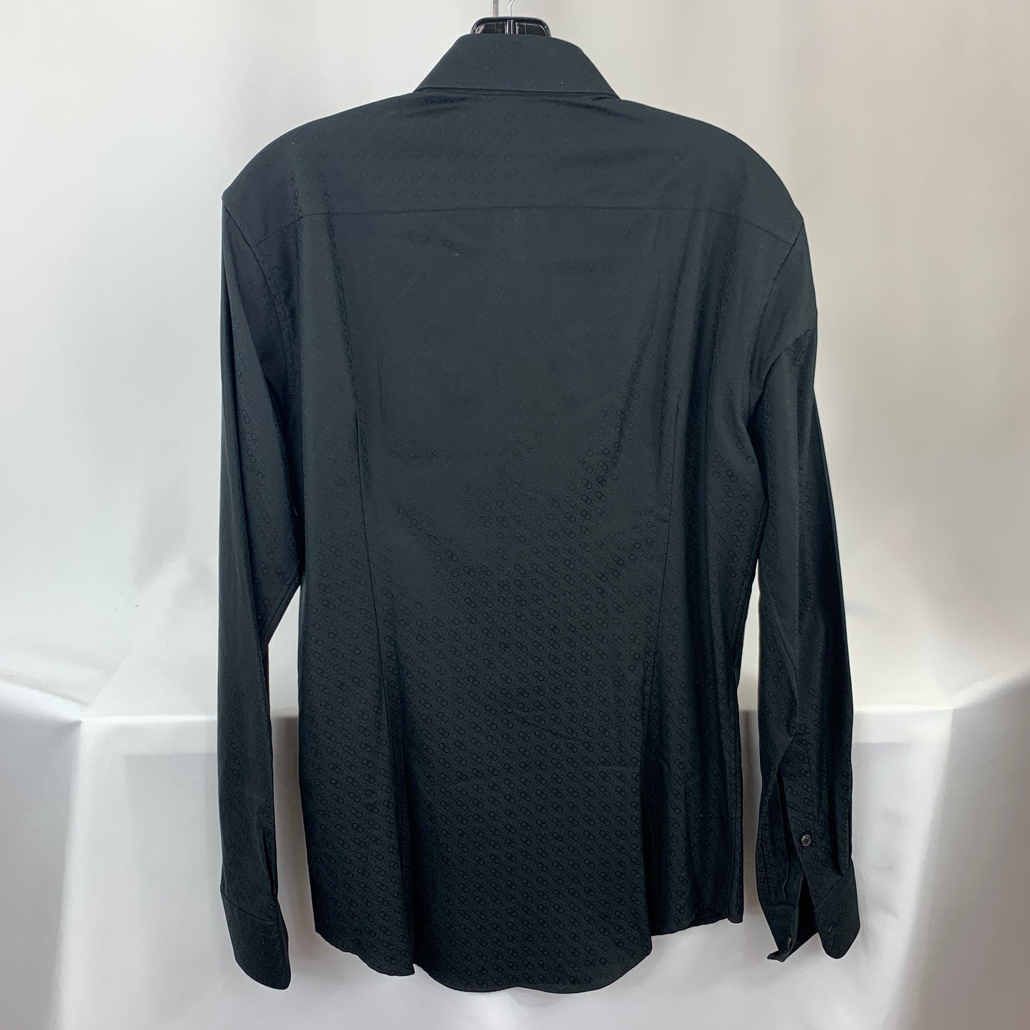 Salvatore Ferragamo Tonal Gancini Print Men's Button-Down Shirt in Black
