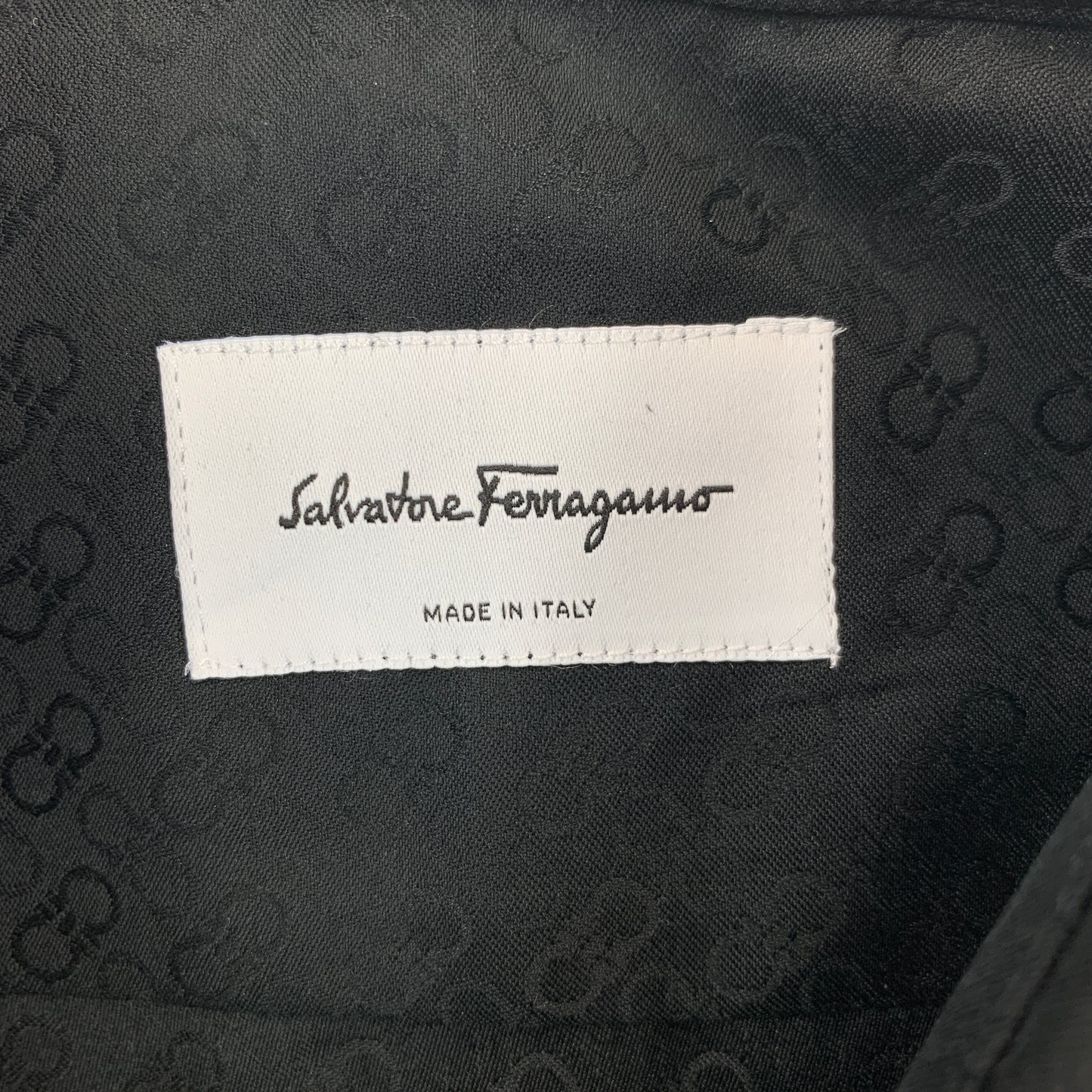 Salvatore Ferragamo Tonal Gancini Print Men's Button-Down Shirt in Black