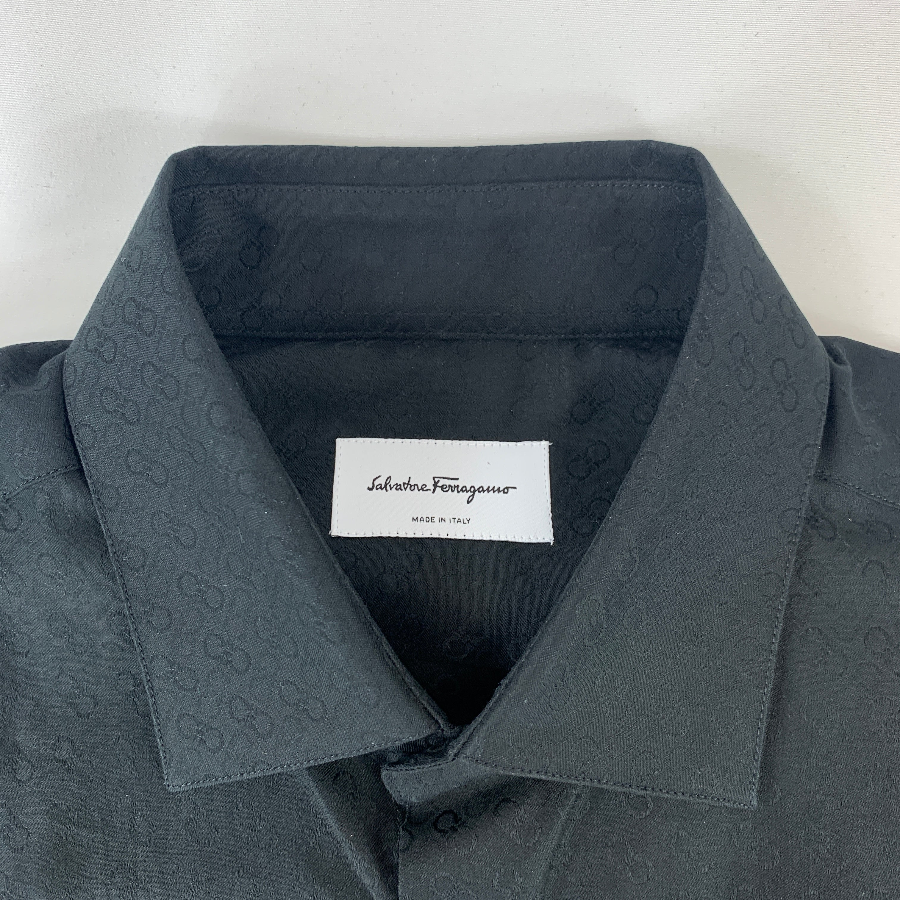 Salvatore Ferragamo Tonal Gancini Print Men's Button-Down Shirt in