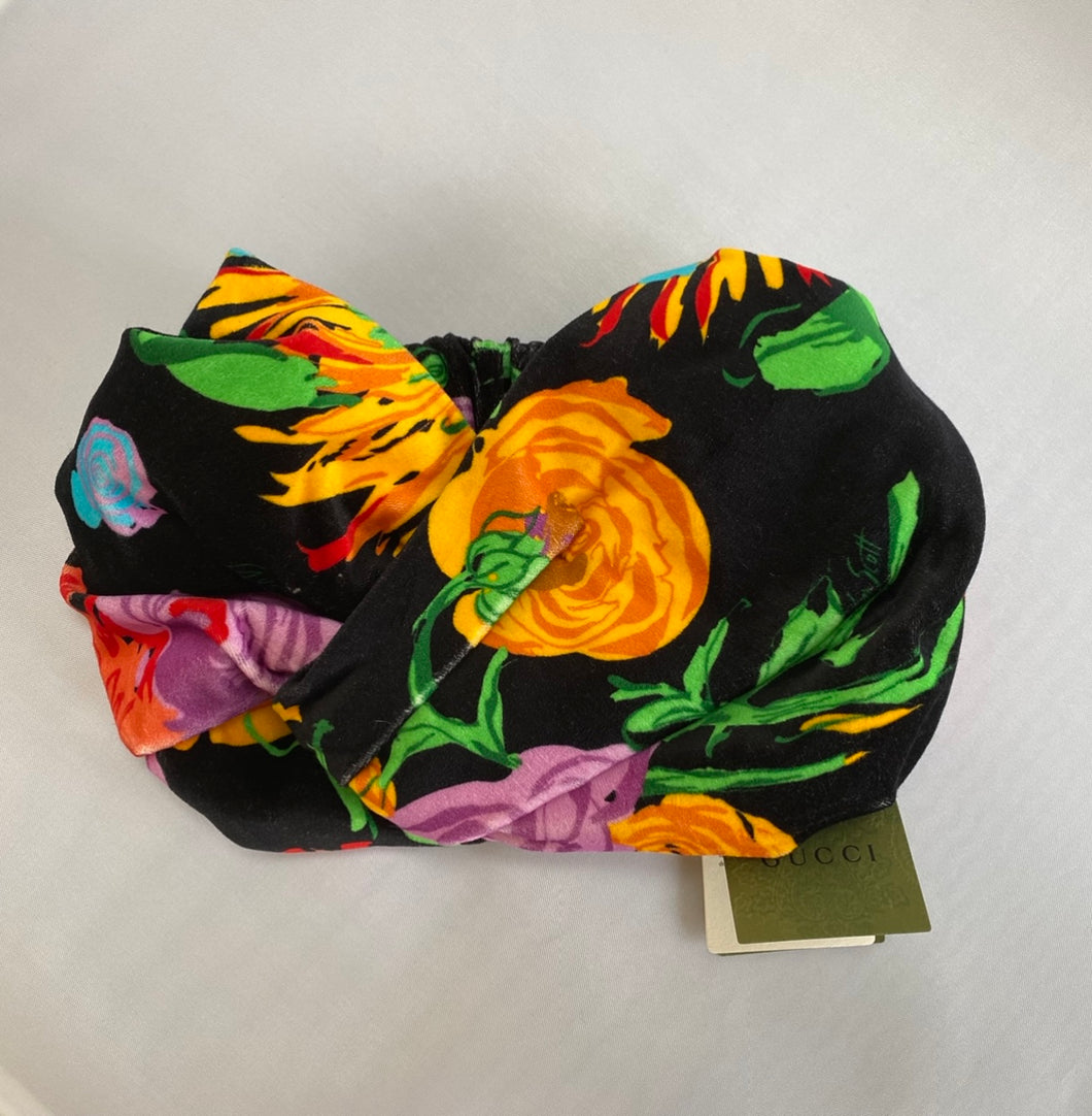 Gucci Velvet Headband in Floral Print