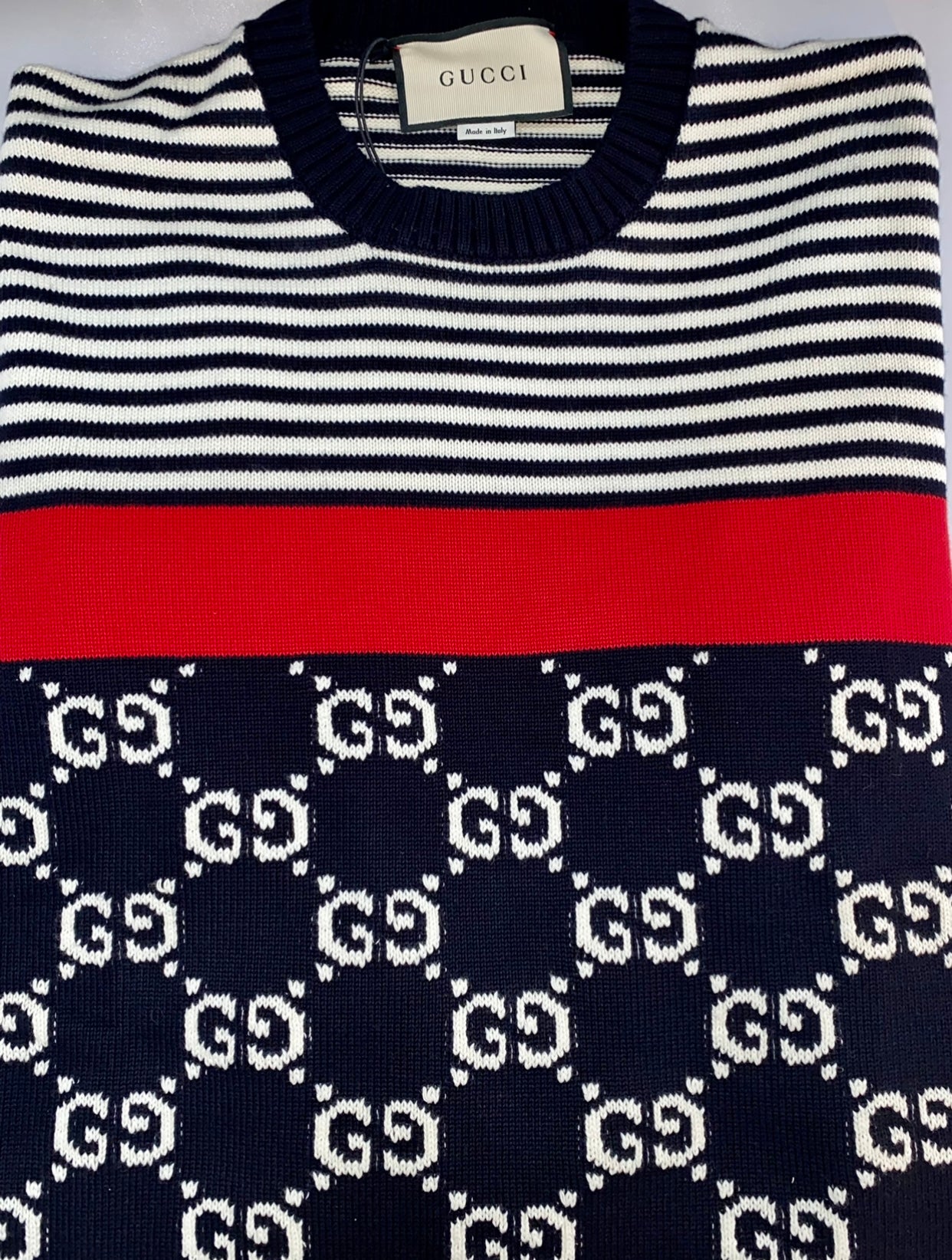 Gucci GG Supreme Striped Knit Sweater – Gavriel.us