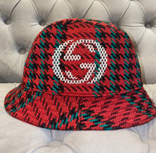 Load image into Gallery viewer, GUCCI Houndstooth Wool Bucket Hat with Double G