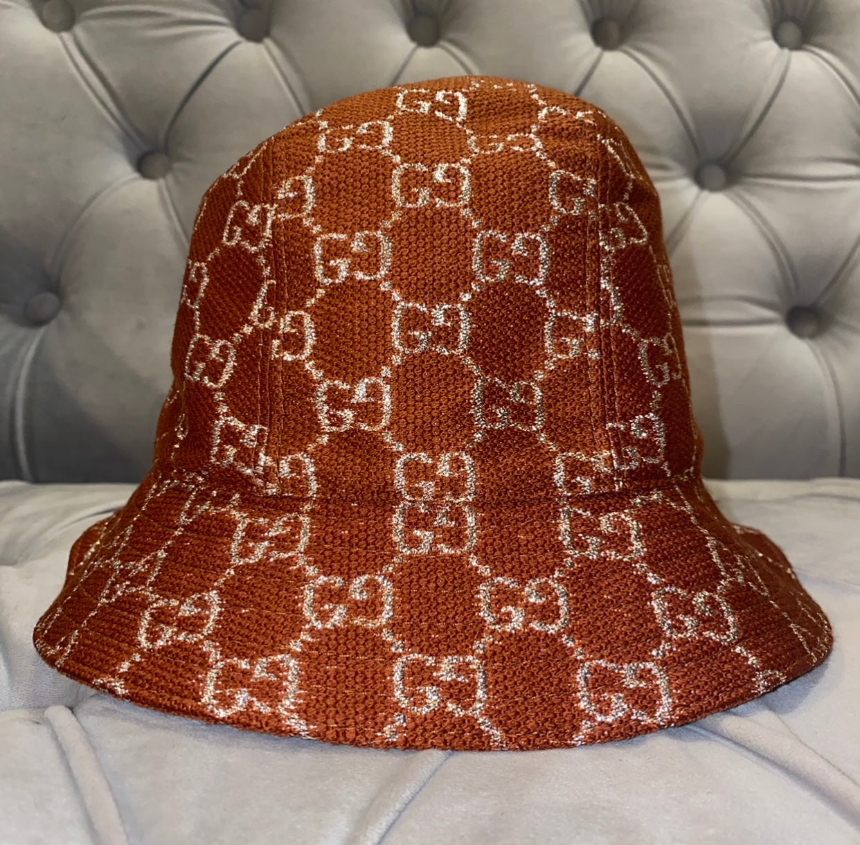 Gucci GG Baseball Hat in Brown with Silver Lame