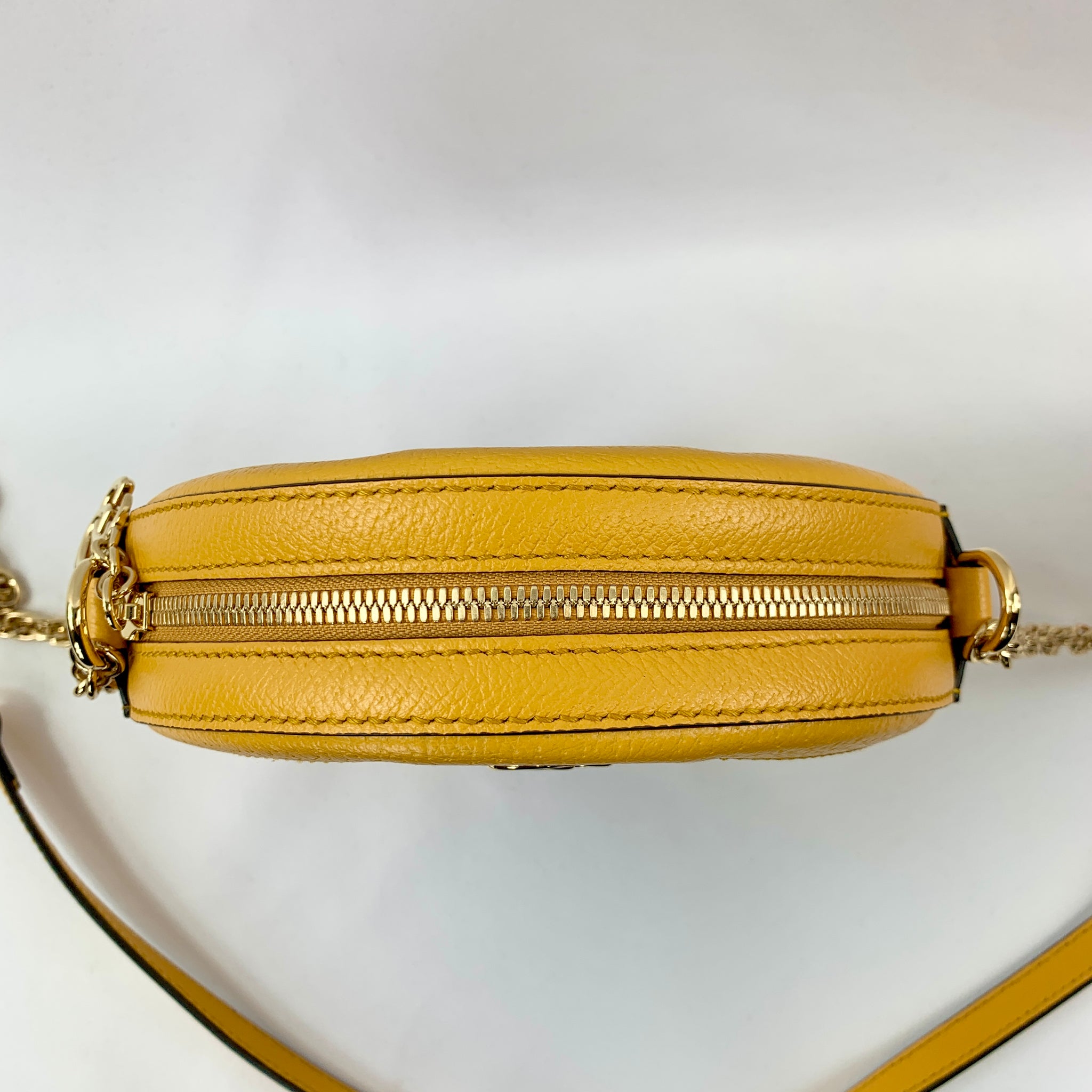 Gucci Mini Ophidia GG Flora Round Shoulder Bag in Yellow –