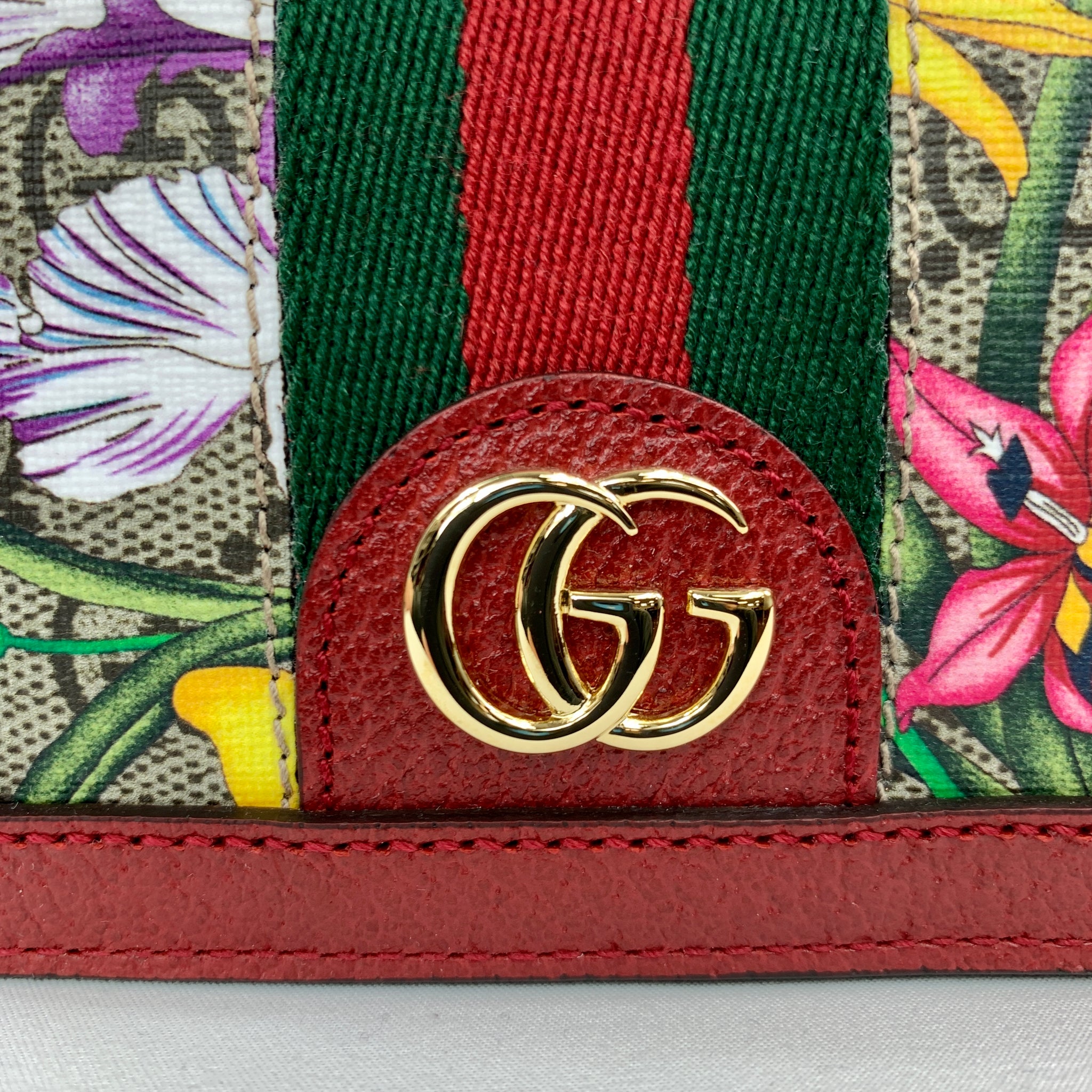 Ophidia GG Flora Card Case With Lanyard