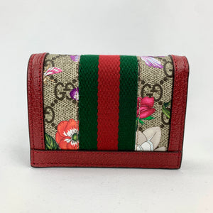 Gucci Ophidia GG Flora Card Case Wallet in Red