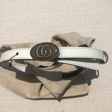Load image into Gallery viewer, Gucci Leather Belt with Oval Enameled Buckle in White