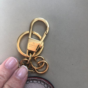 Gucci GG Supreme Embroidered Heart Keychain in Beige
