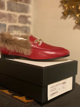 Load image into Gallery viewer, Gucci Horsebit Fur-lined Jordaan Loafer in Red