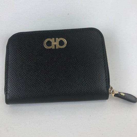 Salvatore Ferragamo Cross Grain Zip Around Wallet in Black