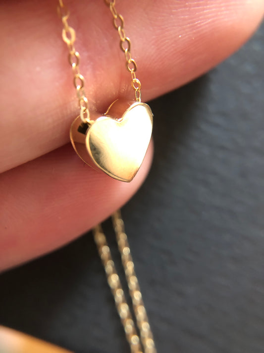14K Floating Heart on Chain Necklace