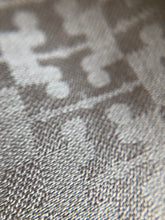 Load image into Gallery viewer, Tory Burch Mosaic Logo Jacquard Scarf in French Gray