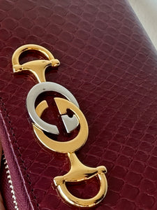 Gucci Zumi Horse Bit Zip Around Wallet in Burgundy