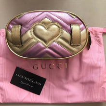 Load image into Gallery viewer, Gucci GG Metallic Matelasse Marmont Belt Bag in Pink and Yellow
