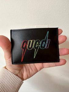 Gucci Blade Embroidered Card Case in Black