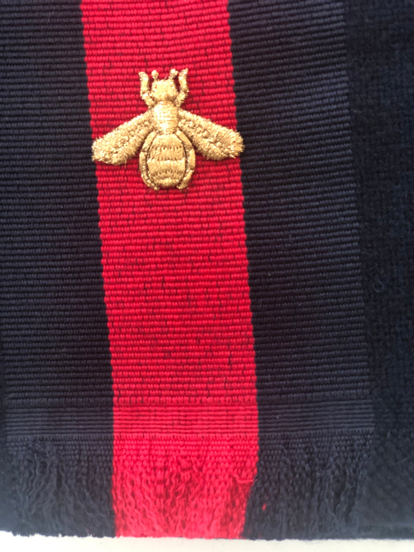 GG signature web Navy scarf with red  Navy cashmere long scarf style  Product number 475513  Made in Italy