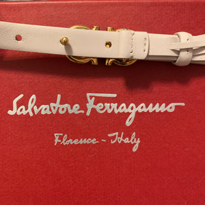 Salvatore Ferragamo Belt with Gold Gancini Buckle in Jasmine