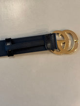 Load image into Gallery viewer, Gucci Black Belt with Interlocking GG Bright Gold Buckle