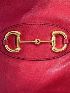 Gucci Interlocking GG 1955 Horsebit Collection Shoulder Bag in Red Leather