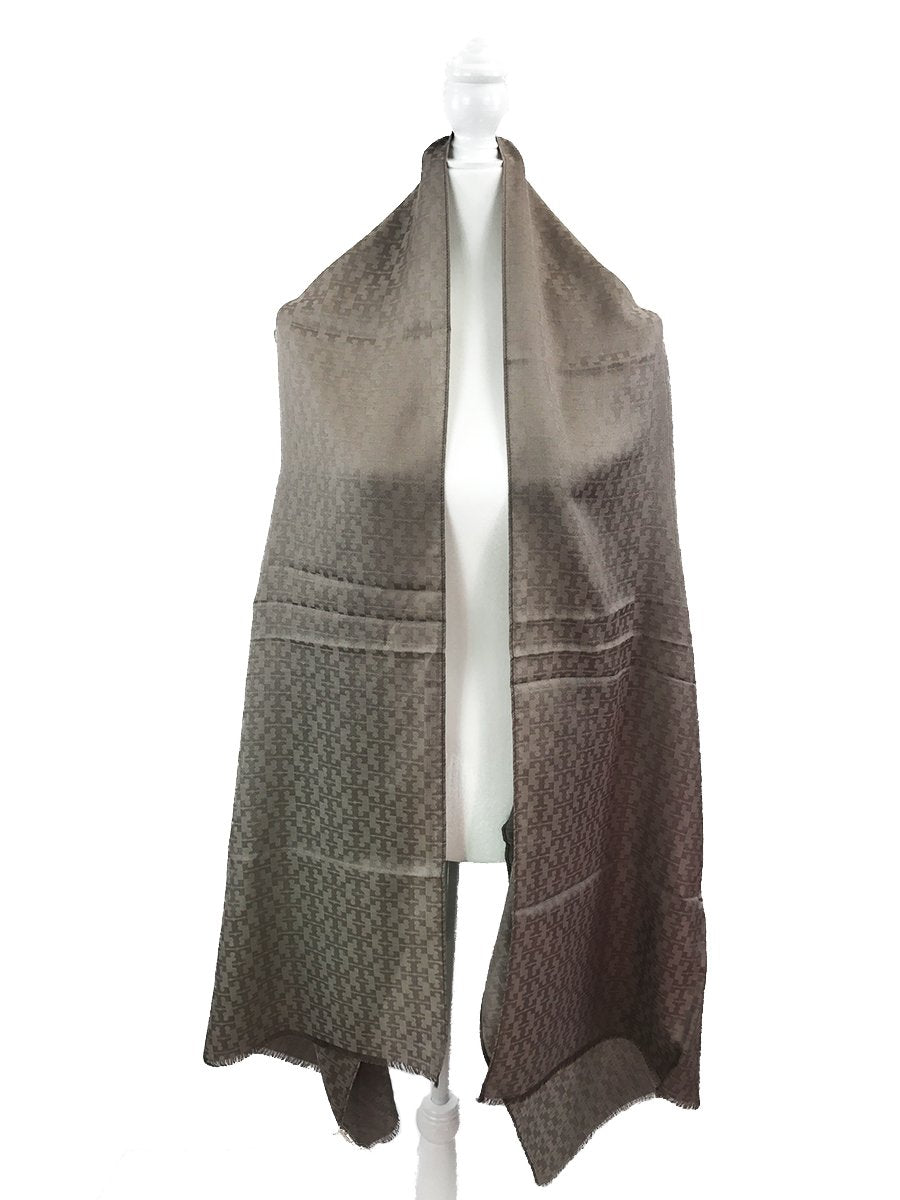 Tory Burch Mosaic Logo Jacquard Scarf in French Gray