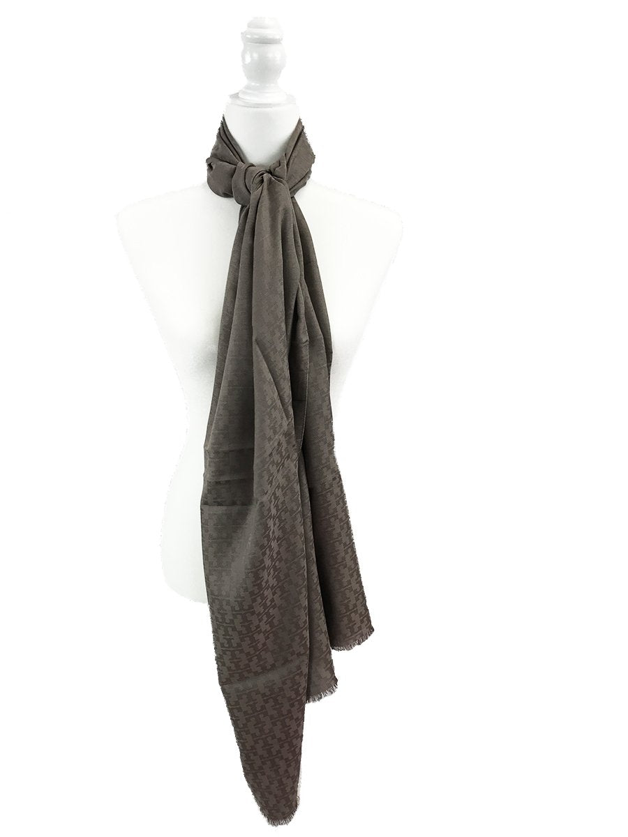 Tory Burch Mosaic Logo Jacquard Scarf in French Gray