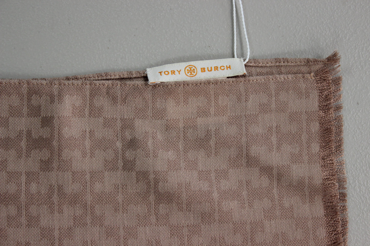 Tory Burch Mosaic Logo Jacquard Scarf in Light Oak