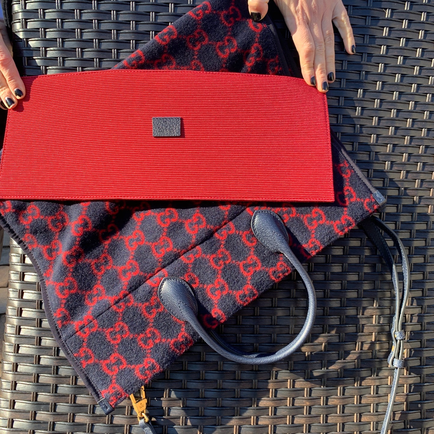 Gucci Wool Monogram GG Tote in Navy