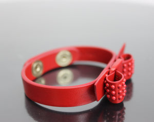 Salvatore Ferragamo Vara Bow Leather Bracelet in Lipstick Red