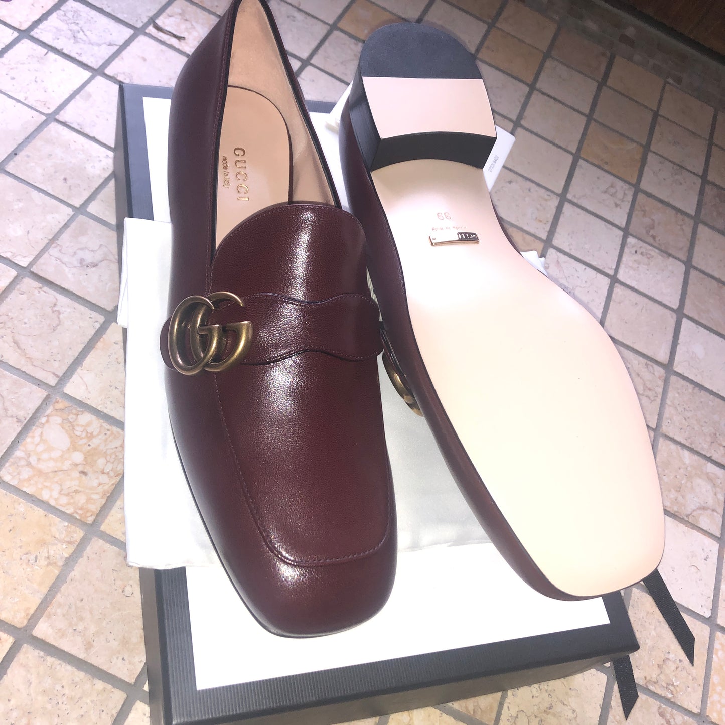 Gucci GG Leather Loafers in Vintage Bordeaux