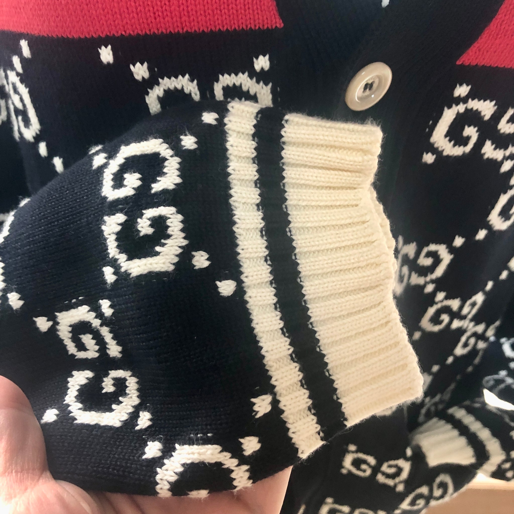 Gucci Cardigan GG Supreme Striped Knit Sweater –