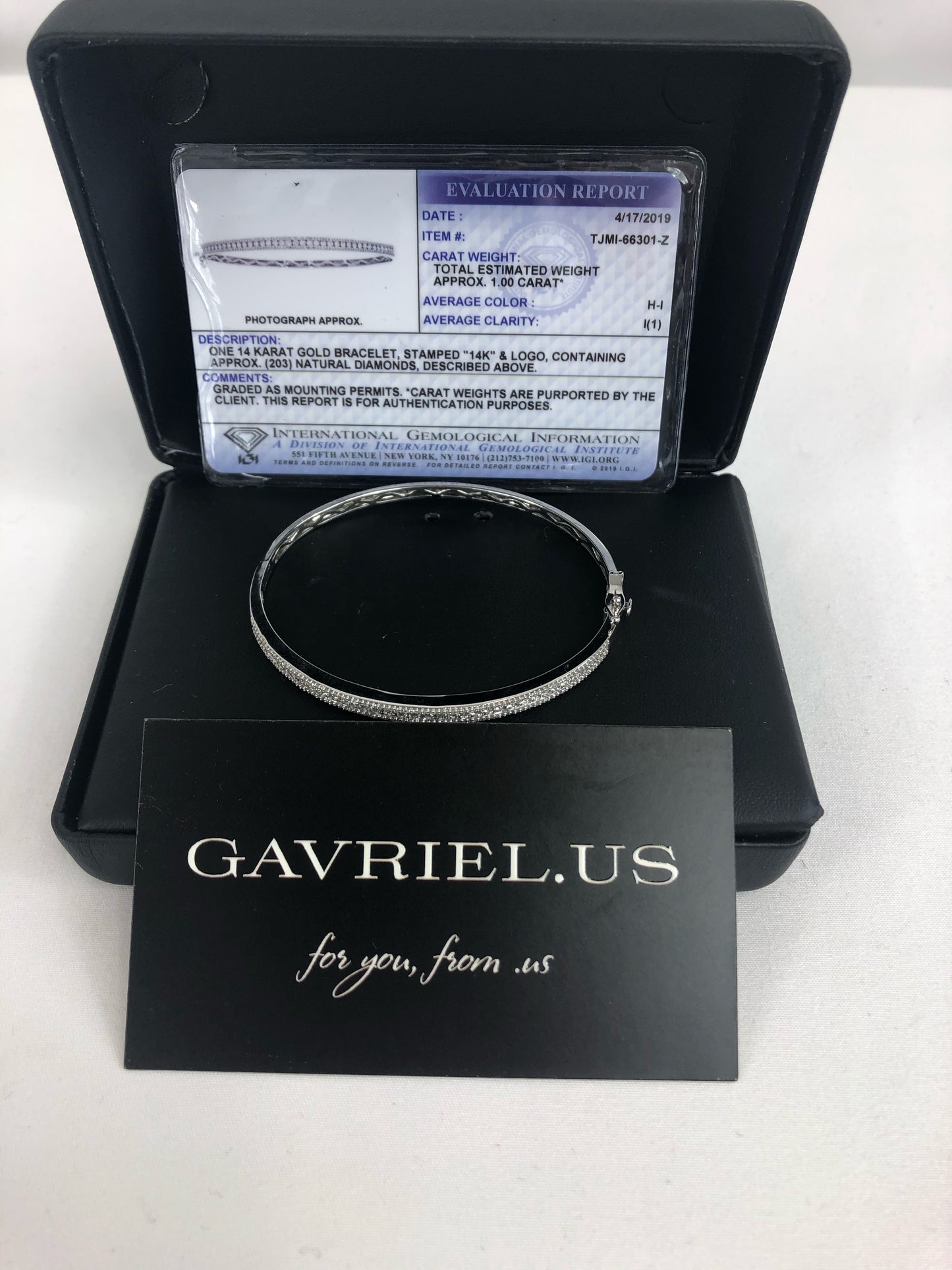 Genuine IGI Certified 14K White Gold Diamond Bracelet