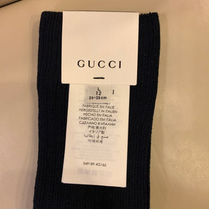 Gucci GG Diamond Socks in Navy/ Ivory