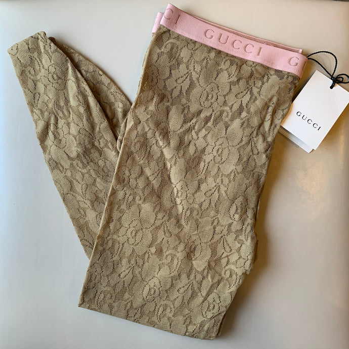 Gucci Floral Lace Tights in Tan